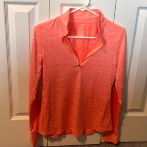 Bright orange Danskin Now semi-fitted quarter zip
